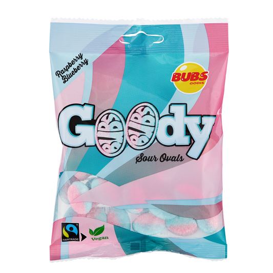 bubs raspberry and blueberry sour foam ovals (90g)