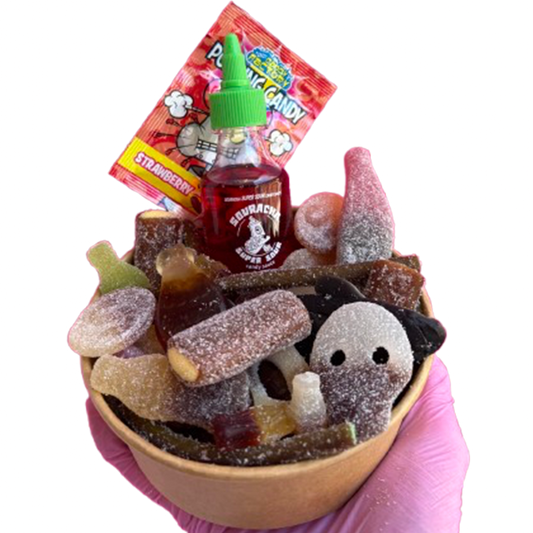 cola candy salad bowl + souracha + popping candy