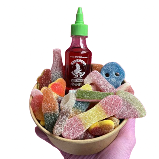fizzy candy salad bowl + souracha + popping candy