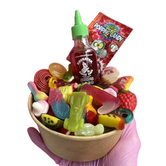 jelly candy salad bowl + souracha + popping candy