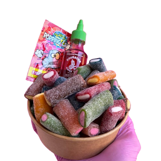 rockets candy salad bowl + souracha + popping candy