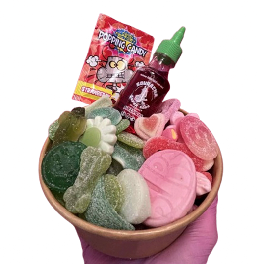wicked themed candy salad bowl + souracha + popping candy
