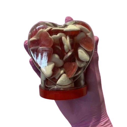Heart Shaped Jar Filled With Heart Throbs