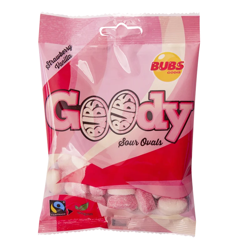 bubs strawberry and vanilla sour foam ovals (90g)