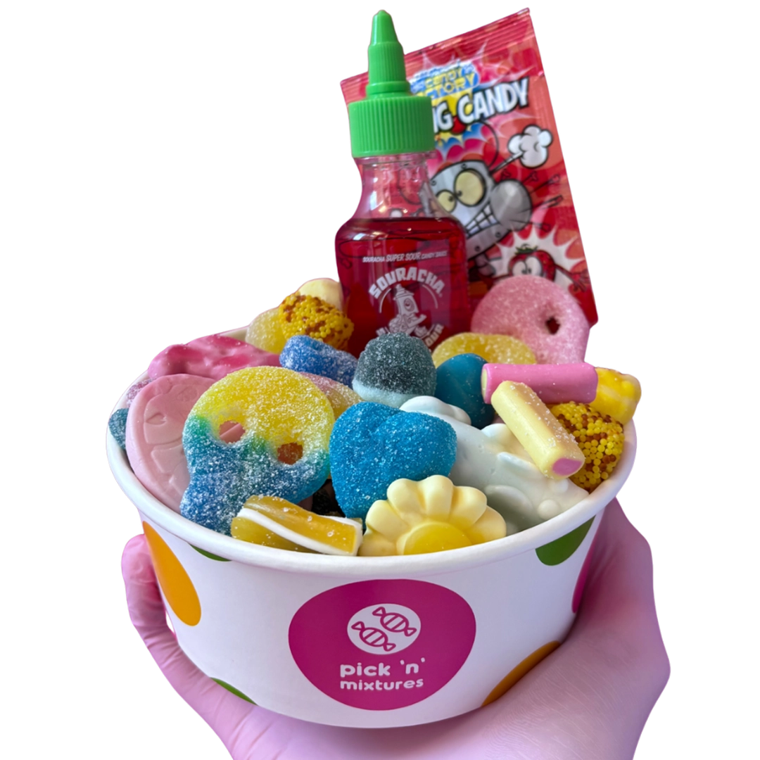 britney candy salad bowl with souracha and popping candy