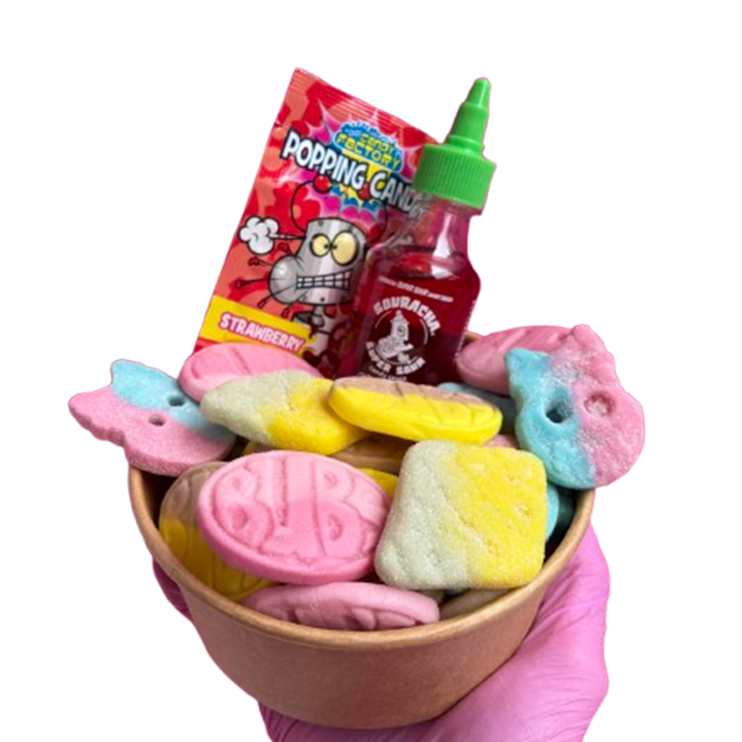 bubs candy salad bowl + souracha + popping candy